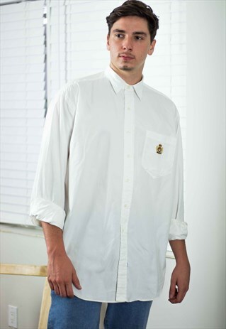 VINTAGE POLO RALPH LAUREN SHIRT CREST LOGO 90S L 8.3