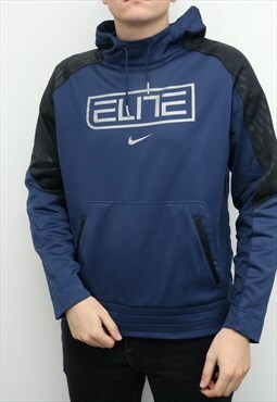 Vintage Nike - Blue Elite Middle Swoosh Hoodie - Large