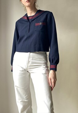 Vintage Navy Wool Seifuku Sailor Top Size XS/S