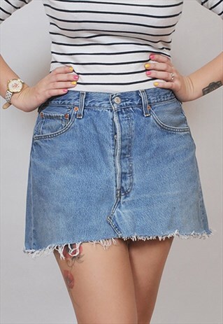 LEVIS 501 LIGHT BLUE DENIM MINI SKIRT