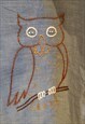 VINTAGE HAND EMBROIDERED DENIM OWL AND BOWLING SHIRT SIZE 8 