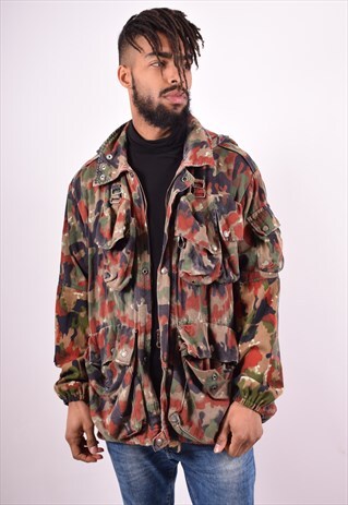 MENS VINTAGE MILITARY JACKET XL MULTI 90'S