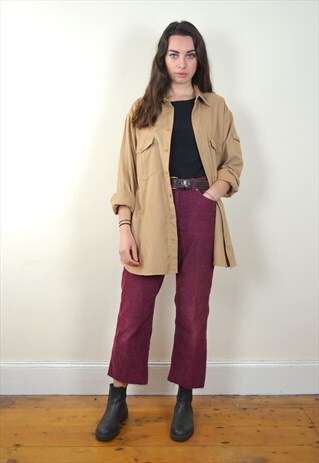 90S VINTAGE SANDY BROWN FLANNEL SHIRT