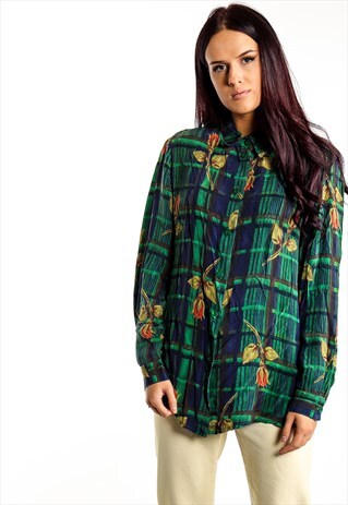 VINTAGE PATTERNED SILK BLOUSE ACBL19