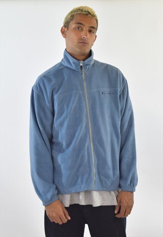 VINTAGE 90S BLUE CHAMPION ZIP UP FLEECE JACKET
