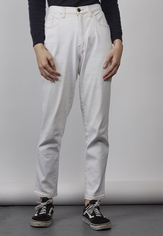 RARE VINTAGE 90'S MOSCHINO CONTRAST STITCH WHITE JEANS