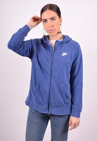 NIKE WOMENS VINTAGE HOODIE JACKET LARGE BLUE 90'S