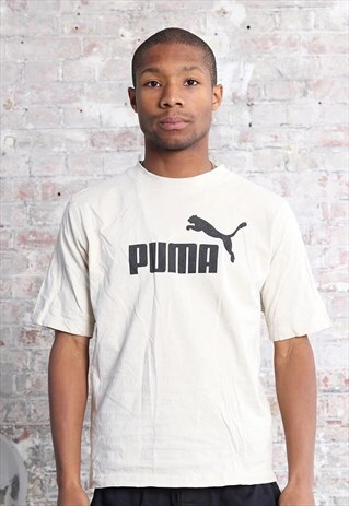 VINTAGE PUMA BIG LOGO T-SHIRT BEIGE