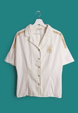 ROCCOBAROCCO Vintage Gold Embroidery White Shirt / Blouse