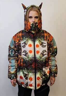 Zombie bomber reversible jacket detachable horror puffer