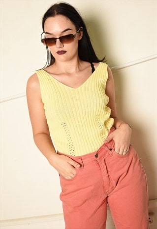 VINTAGE 90S PARIS CHIC RIBBED PASTEL KNIT TOP