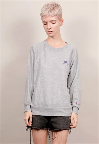 90'S VINTAGE CHAMPION RARE LOGO GREY SWEATER