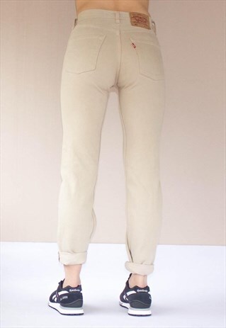 VINTAGE 90'S BEIGE BOYFRIEND FIT 501 LEVI JEANS