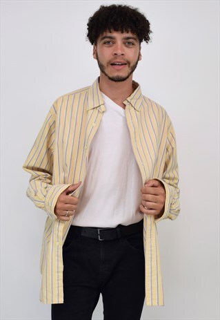 VINTAGE 90S POLO RALPH LAUREN YELLOW STRIPE SHIRT