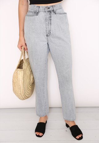 VINTAGE GREY HIGH WAISTED MOM JEANS