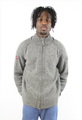 VINTAGE NAPAPIJRI GREY ZIP-UP JUMPER