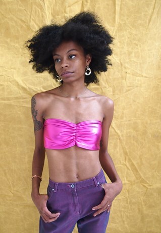 PINK METALLIC BOOB TUBE TOP