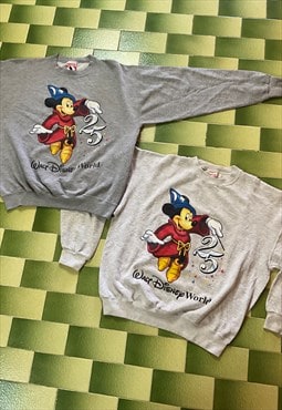 Two Vintage 90s Disney Mickey Mouse Sweatshirt Size XL & L 