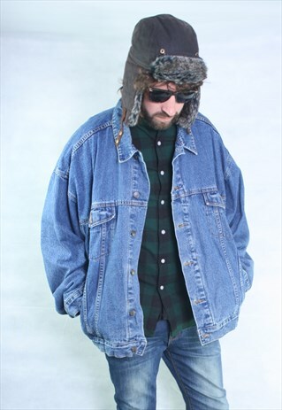 VINTAGE 80'S USA DENIM WINTER LINED OVERSIZED JACKET