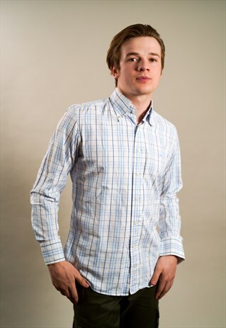 BURBERRY CASUAL CHECK SHIRT LIGHT BLUE M CLASSIC FIT