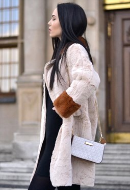 Color Block Faux Fur Coat