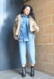 VTG 70S BEIGE BORG SHORT SUEDE SHEEPSKIN WINTER JACKET