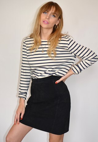 VINTAGE 90S BLACK SUEDE HIGH WAISTED SKIRT