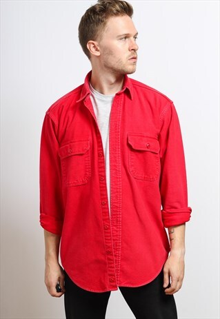 VINTAGE HEAVY COTTON SHIRT RED