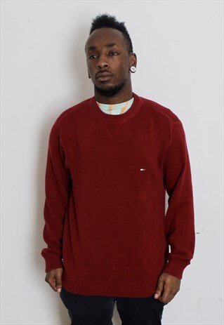 VINTAGE RED TOMMY HILFIGER SWEATER MEDIUM