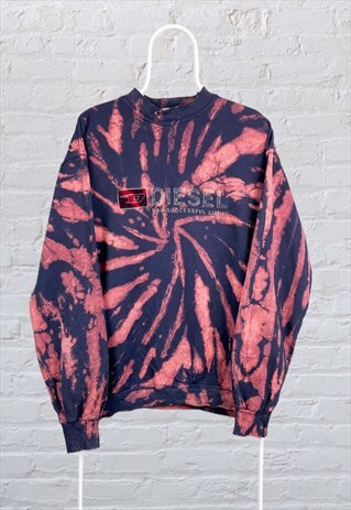 VINTAGE DIESEL SWEATSHIRT TIE DYE SPELL OUT EMBROIDERED