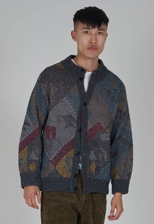 VINTAGE 80S MISSONI GEOMETRIC WOOL CARDIGAN