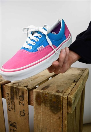VINTAGE 90S AUTHENTIC VANS IN PINK & BLUE UNISEX. UK 6.5/UK7