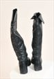 VINTAGE 00S REAL LEATHER KNEE-HIGH BOOTS IN BLACK
