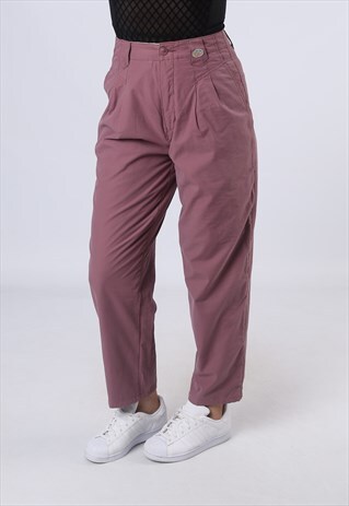 HIGH WAISTED TROUSERS PLAIN WIDE TAPERED UK 10 (CK3K)