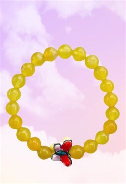 Butterfly - Yellow Aventurine Beaded Gemstone Gift Bracelet