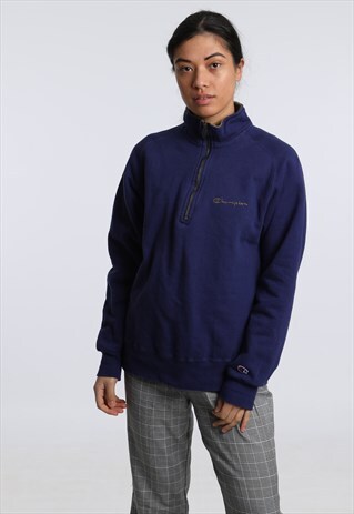 90S CHAMPION EMBROIDERED SPELL OUT 1/4 ZIP SWEATSHIRT