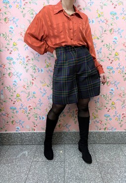 Vintage 90s Shorts Women Short Part Checkered Wool Pants