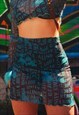 Handmade Graphic Print Festival Mesh Mini Skirt  