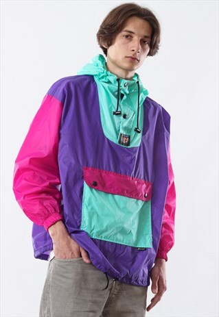 90'S VINTAGE MENS K-WAY FESTIVAL PULLOVER WINDBREAKER JACKET