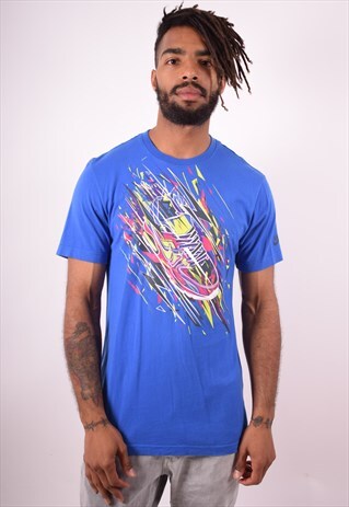 NIKE MENS VINTAGE T-SHIRT TOP MEDIUM BLUE 90S