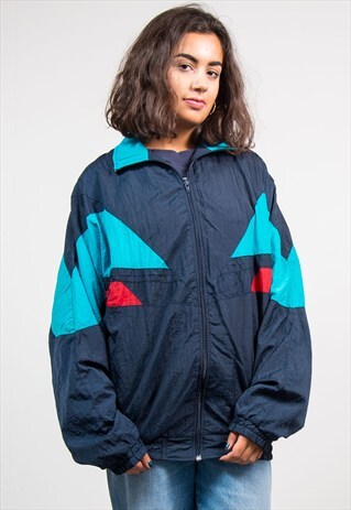 VINTAGE 90'S NAVY BLUE TRACKSUIT JACKET TOP