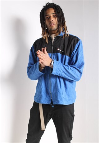 VINTAGE CHAMPION FLEECE JACKET BLUE
