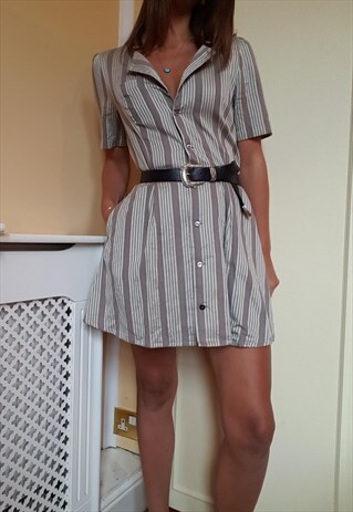 VINTAGE BURBERRY STRIPE MINI SKATER DRESS