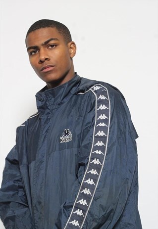VINTAGE KAPPA LOGO WINDBREAKER JACKET BLUE