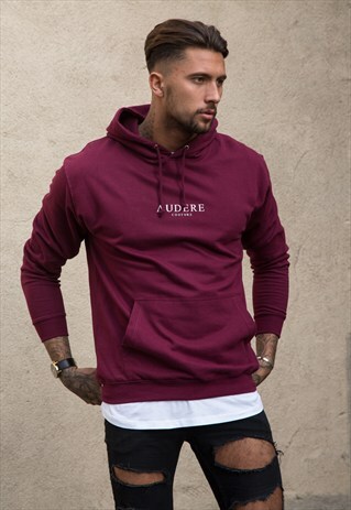MAROON HOODIE WHITE PRINT