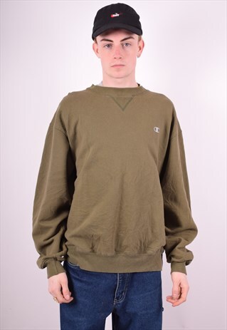 CHAMPION MENS VINTAGE SWEATSHIRT JUMPER LARGE GREEN 90'S