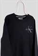 CALVIN KLEIN JEANS BLACK SWEATSHIRT SPELL OUT PULLOVER LARGE