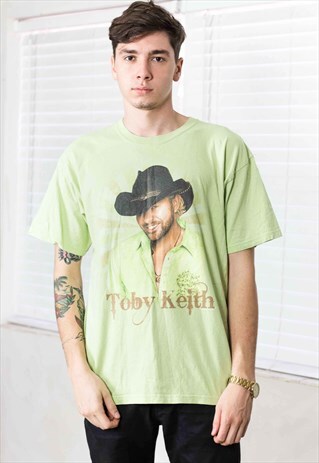 VINTAGE TOBY KEITH TOUR T-SHIRT 90S L 7.5