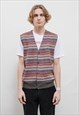VINTAGE 80S AZTEC MULTICOLOR STRIPED V NECK KNIT VEST UNISEX