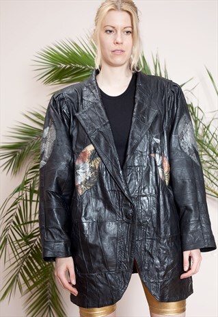 AMAZING OVERSIZED LEATHER LONG BOMBER JACKET
